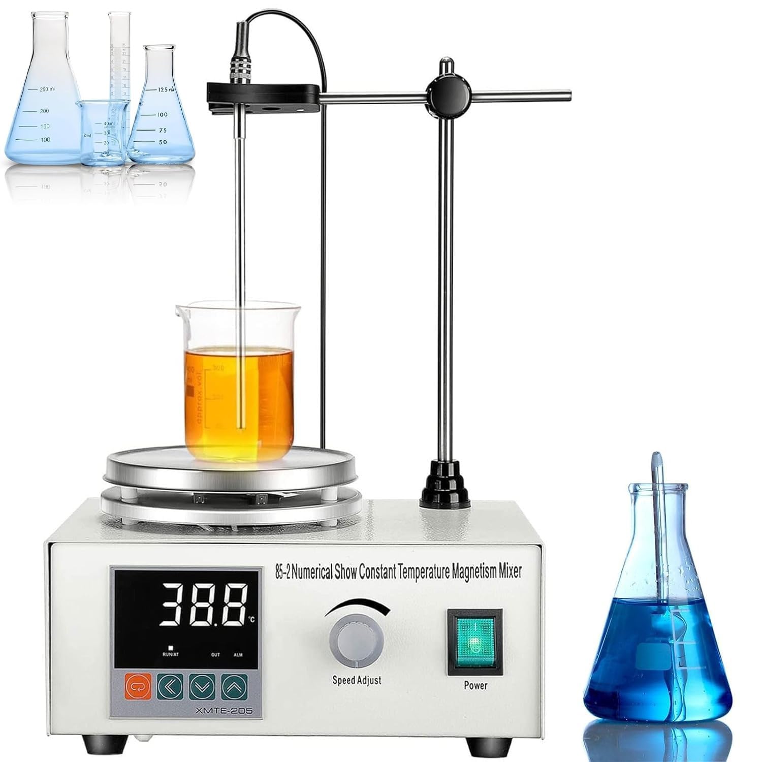 Agitador Magnético De Placa Calefactora, Placa Calefactora De Laboratorio Con Pantalla Digital LED, Velocidad Ajustable, 1000 Ml, Ideal For Laboratorio E Investigación Científica.