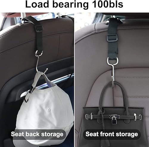 Miniatura 2 de LYCARESUN Paquete de 4 ganchos para reposacabezas de asiento de automóvil para bolsos y bolsas, gancho para bolso de automóvil, gancho ajustable