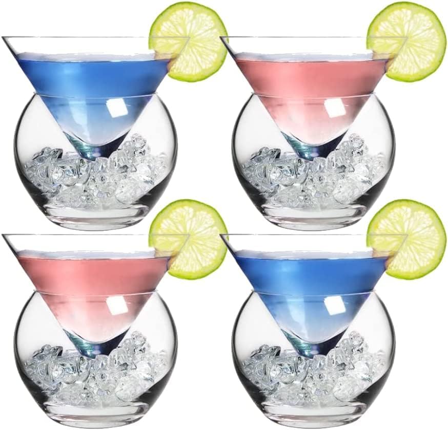 Miniatura 2 de LEMONSODA Vasos de Martini sin tallo con enfriador Juego de 32 Elegante juego de copas de cóctel Set de regalo de Martini para Margarita,