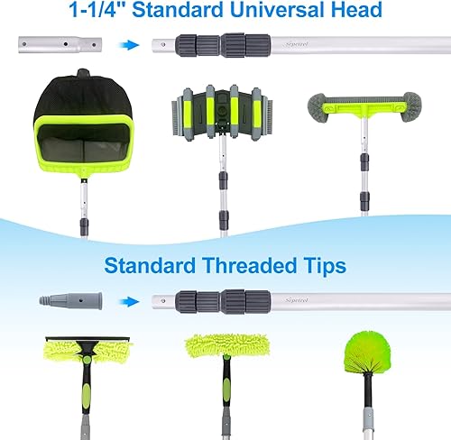 Miniatura 3 de Sepetrel Poste de Piscina - Poste Profesional Mejorado de 12 Pies Telescópico para Piscina con Puntas Roscadas, Postes Telescópicos Ajustables, para