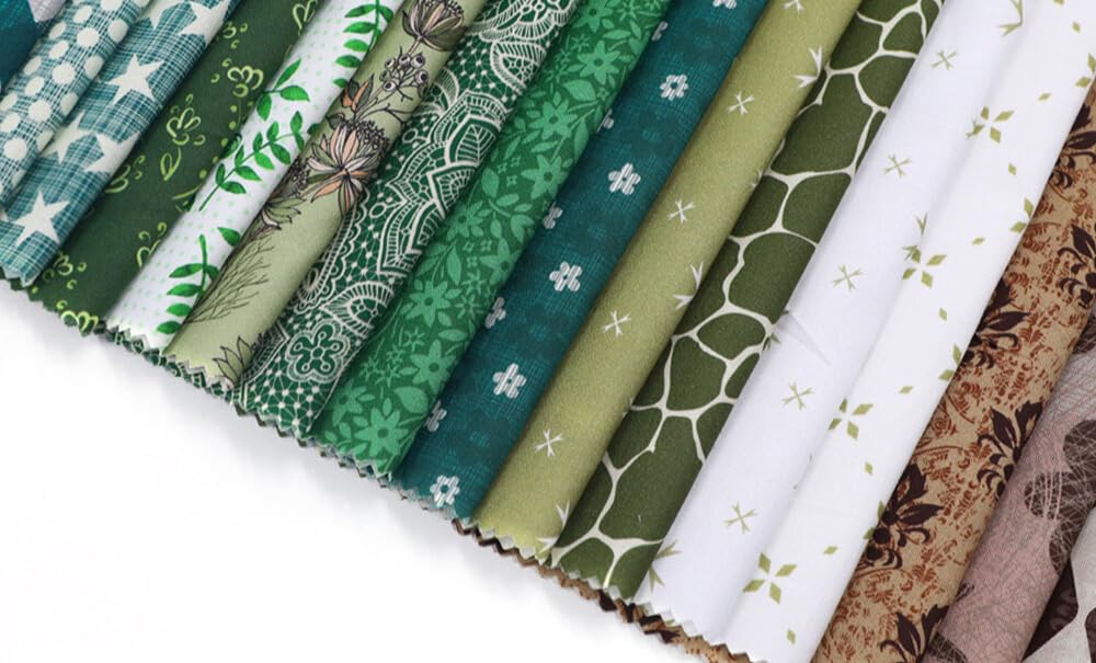 Craftsfabrics Green Floral Charm Pack 5" Squares Cotton Printed Fabric For Quilting, Diy Patchwork And Sewing Craft (Green Floral)