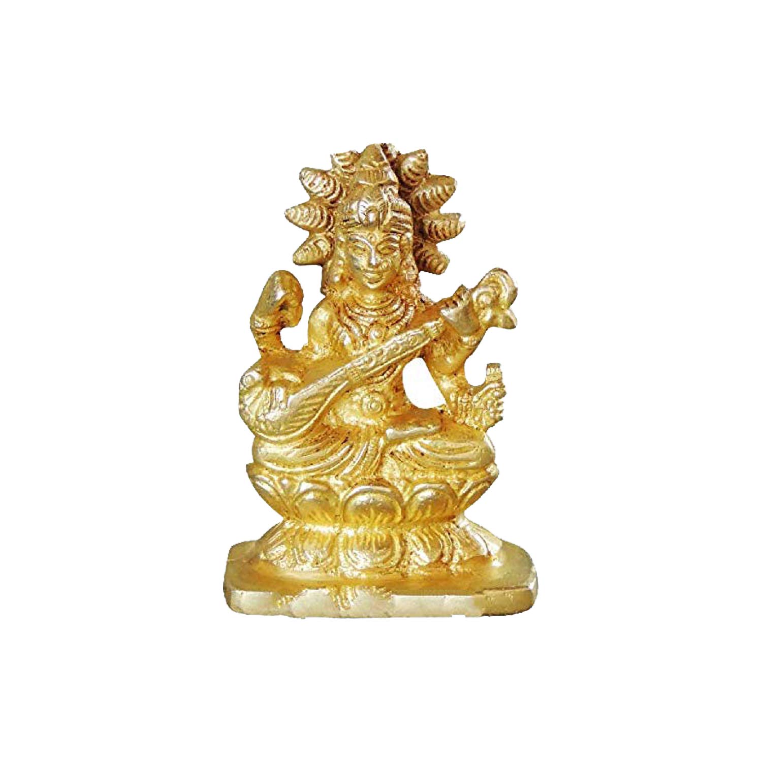 Salvus APP SOLUTIONS Brass God Maa Saraswati Statue God Saraswati Sitting Statue (2 x 3 Inch)