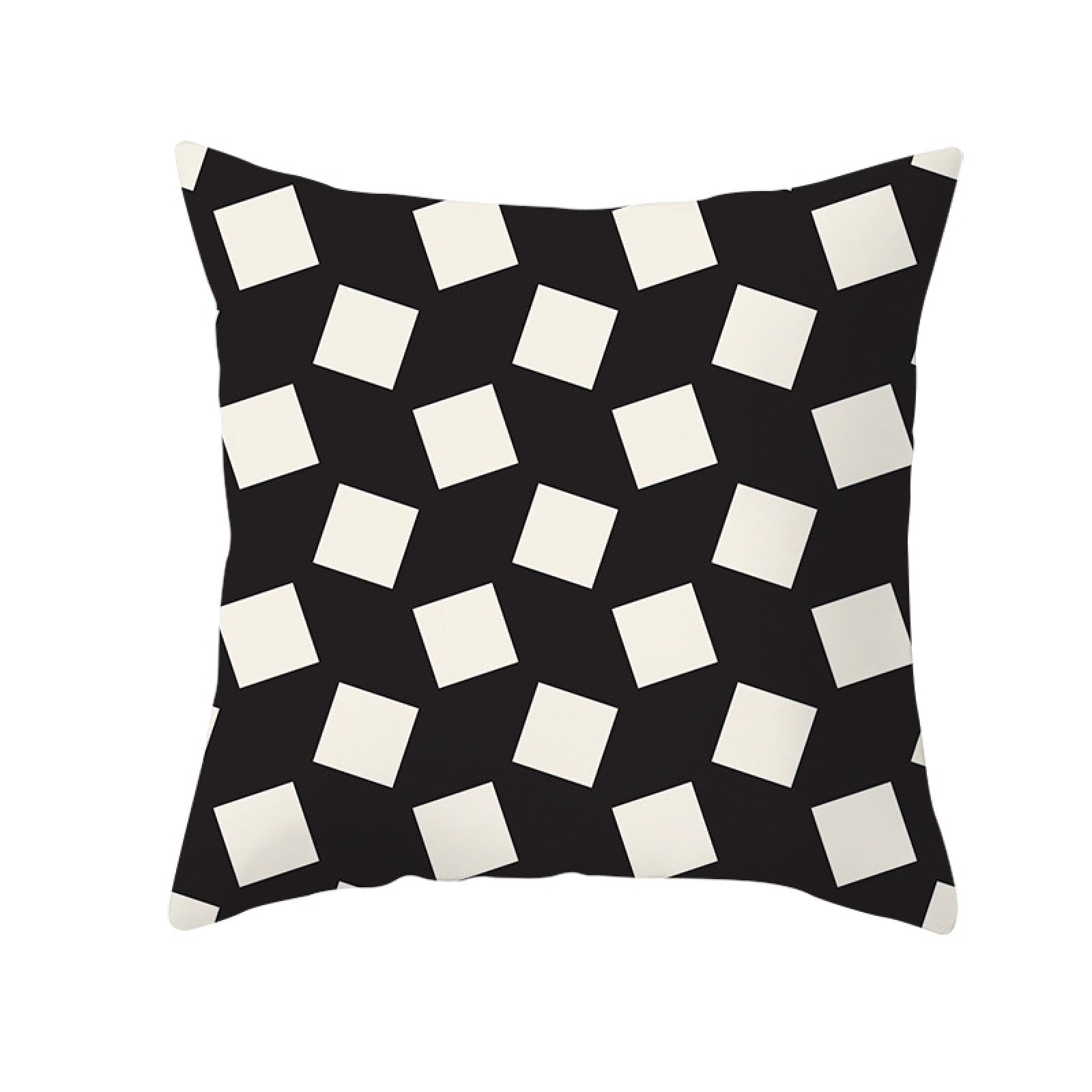 Cushion Covers Black White Geometry Pillow Cases Soft Linen Cushions with Covers Included Washable Sofa Cushions with Invisible Zip Pillowcase Breathable Pillow Cover 50x50 Cushion Cover 1 Pack