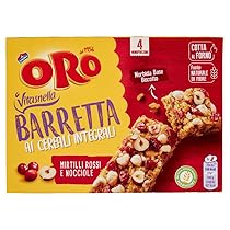 Oro Saiwa, Barretta ai Cereali Integrali con Mirtilli Rossi e Nocciole, Cotto al Forno, Fonte Naturale di Fibre, 4x40g