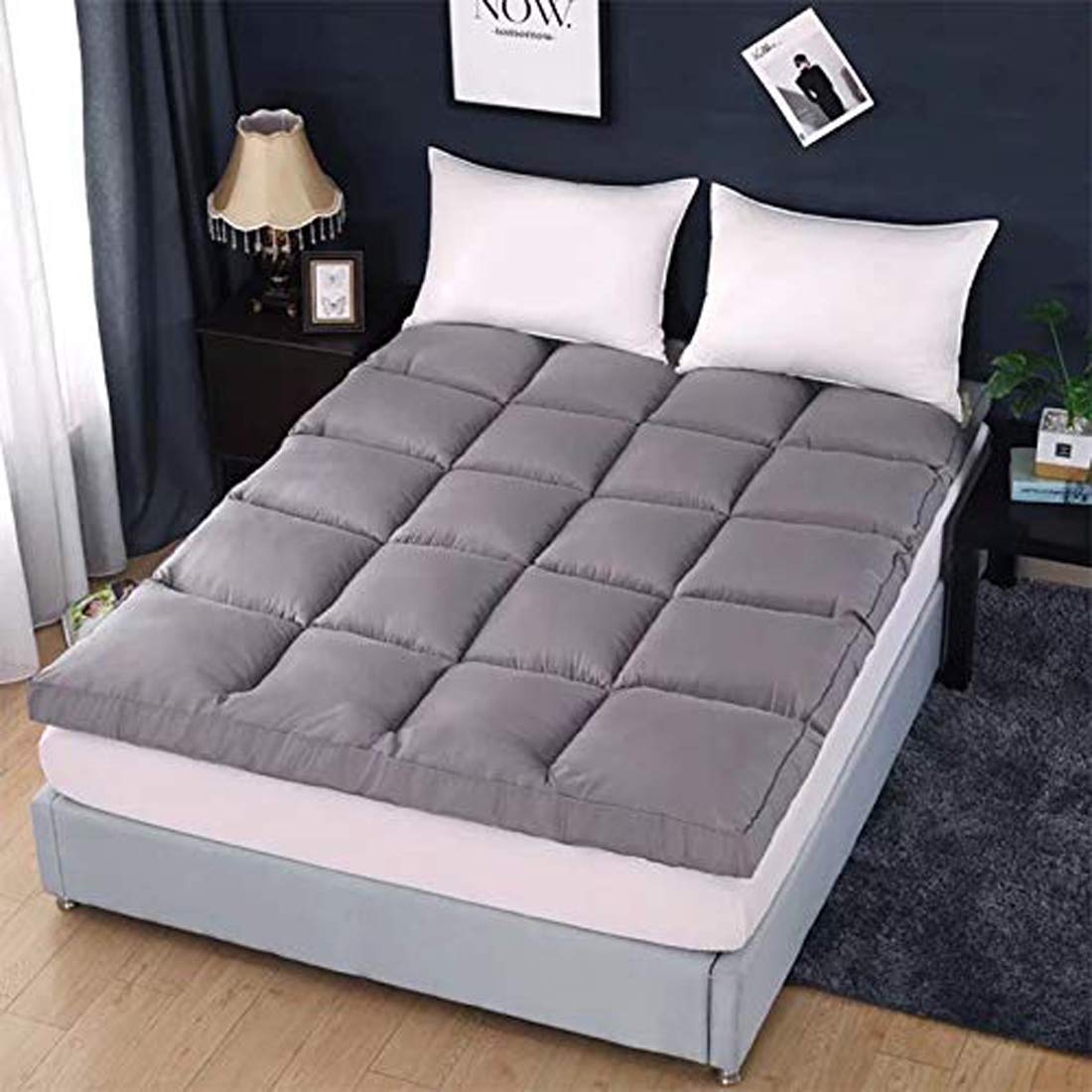 COZY FURNISH Super Soft 700 GSM Hollow Fiber Filled Mattress Padding/Topper for Comfortable Sleep, 4 Corner Elastic Band King Size 72X78(Inches) 6X6.5(Feet) Mattress Topper-image-36