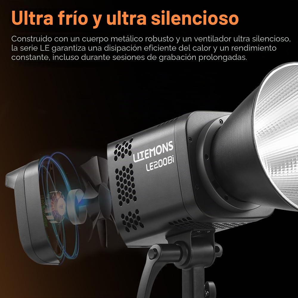 GODOX LE200Bi Kit de iluminación LED para vídeo, COB Bicolor de 220 W con 90 cm softbox, Soporte de 280 cm, 2800 K-6500 K, CRI 98+, Control Bluetooth/DMX para Estudio, grabación de Youtube.