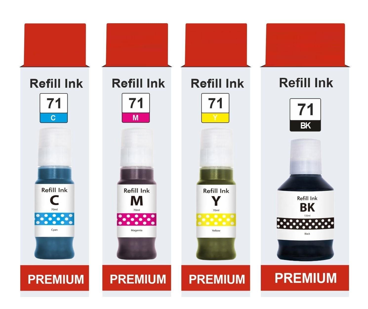 GI 71 Ink for Canon Printer G1020 G1730 G1737 G2020 G2021 G2060 G3020 G3730 G3770 G4770 (GI 71 Ink CMYK 1 Set)