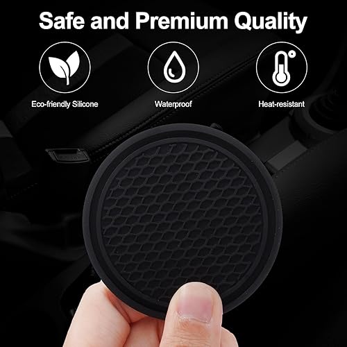 Miniatura 4 de Paquete de 4 posavasos para asiento de automóvil, posavasos de silicona antideslizante de 2.75 pulgadas para portavasos, juegos de accesorios para