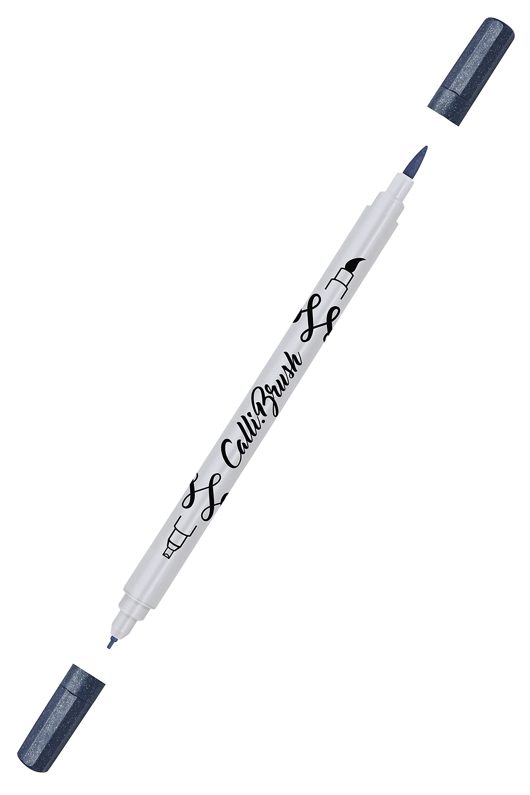 Online Calli.Brush 19088/6 Double Tip Pen with Calligraphy Tip and Brush Tip Metallic Blue