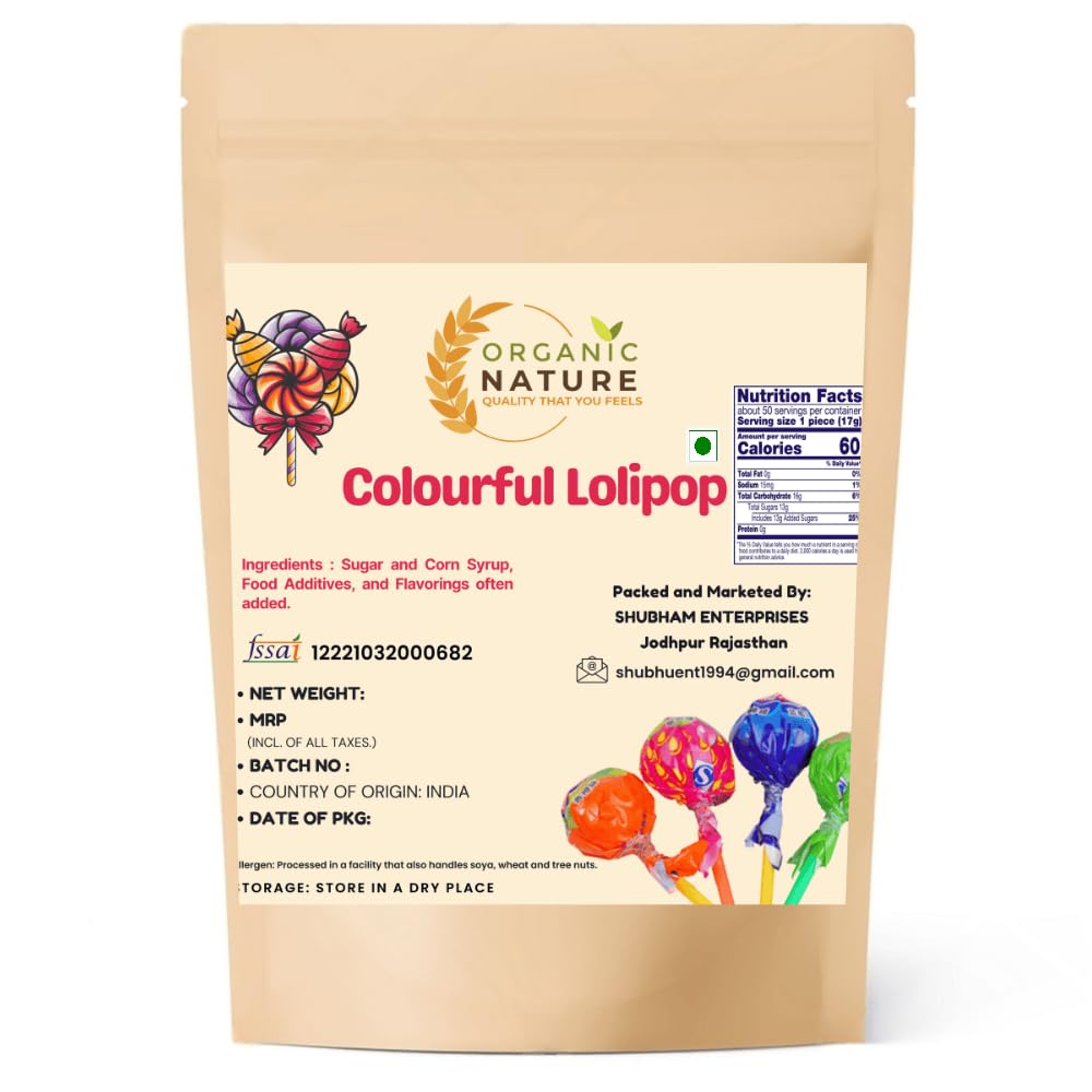 Organic Nature Mix Lolipop Big Size Fruits Flavour | Flavour Candies | loli pop Candy (Pack of 200 Gram)…
