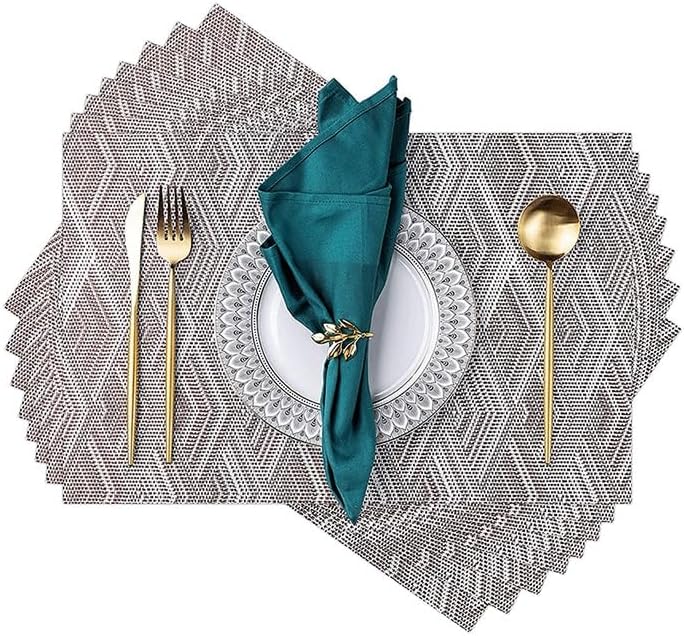 VIDI Placemats Table Mats Square Woven Plastic Vinyl Place Mat Kitchen Decorative