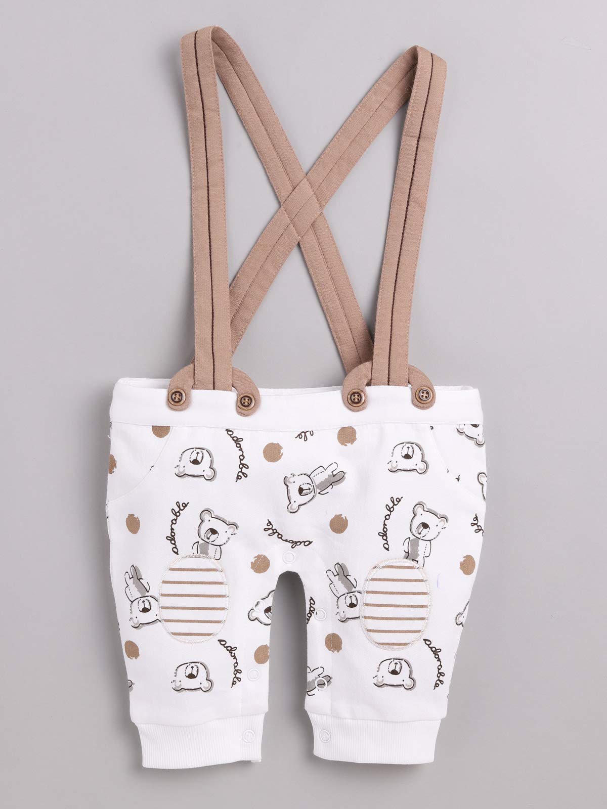 BABY GO 100% Cotton Full Sleeves Dungaree/Overall for Baby Boys and Girls (18-24 Months, Beige) 3