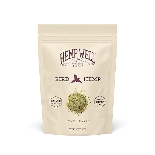 Hemp Well Organic Hemp Hearts –Reduces Feather Plucking, Promotes Relaxation, Immune Support, Organically Sourced, USA Grown, GMO Free – 1 Pound Bag