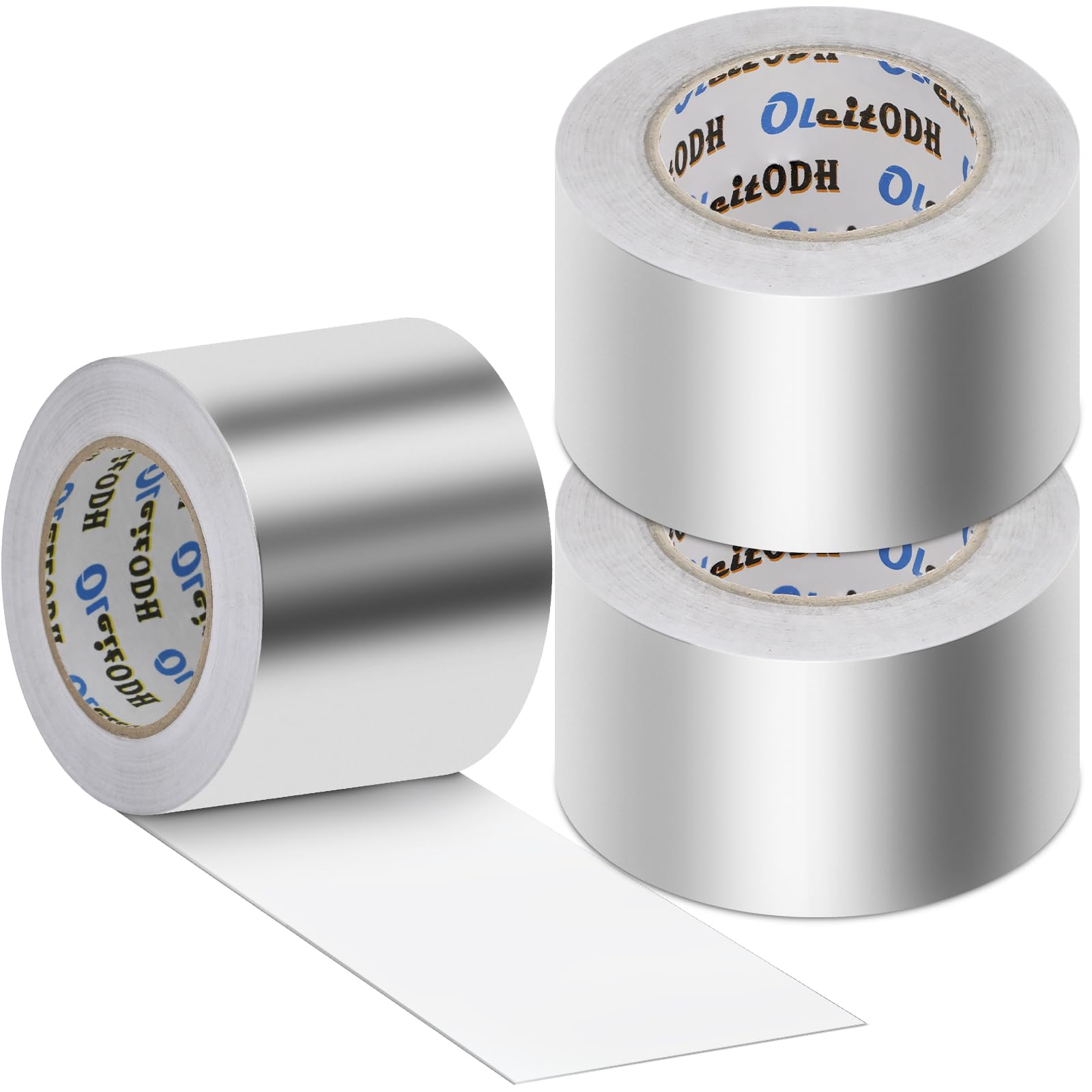 Oleitodh 3 Pack Aluminum Foil Tape Bulk - 4 Inch x 55 Yards - Heavy Duty Metal Duct Tape, Aluminum HVAC Tape for Sealing & Patching, Air Ducts,