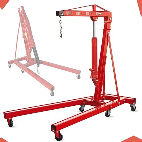 2Ton Motor Hoist Stands Heavy Duty Steel Cherry Picker Shop Crane Lift Nicely Foldable, Rojo (Soporte del motor)