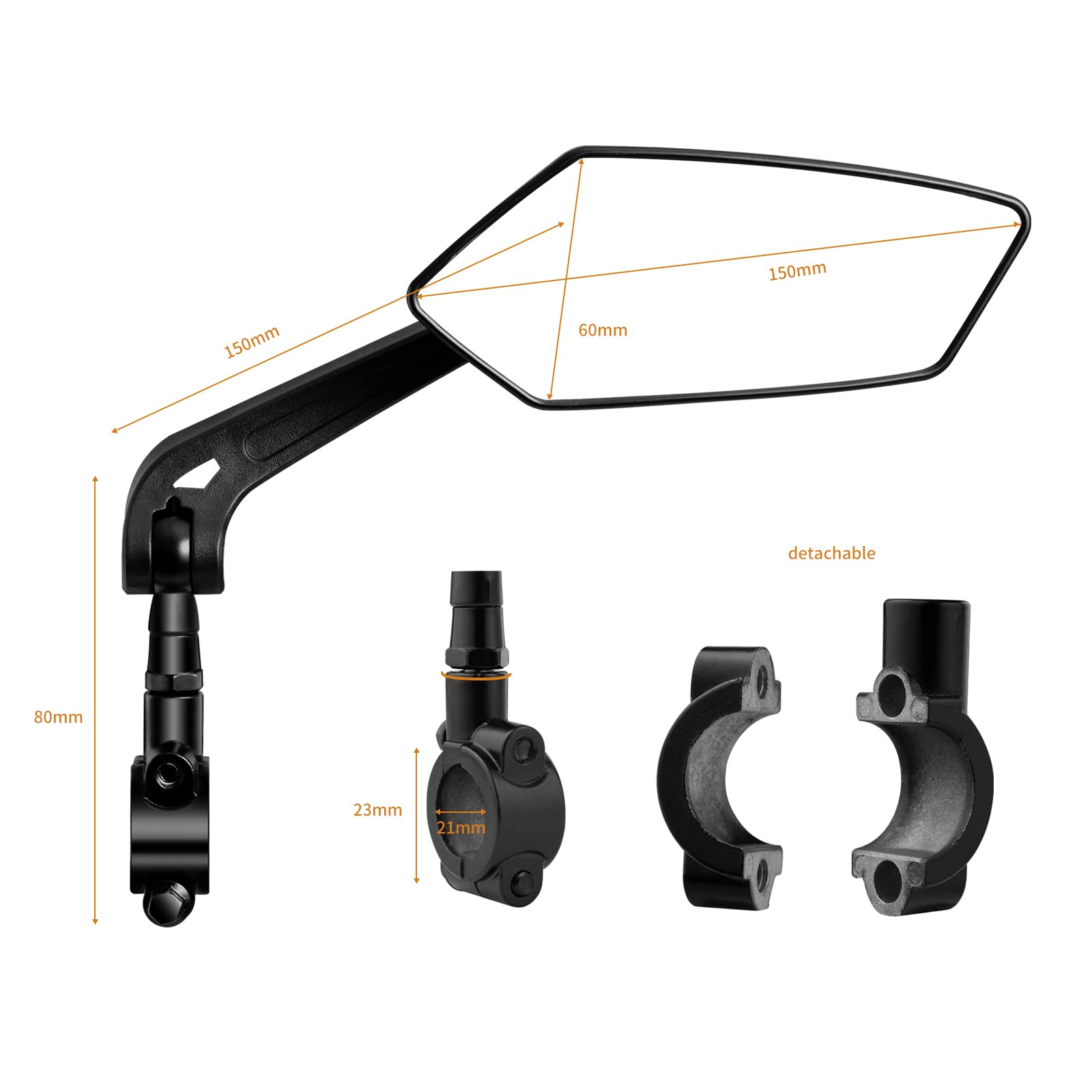 Specchietto Retrovisore 360° Regolabile Per Bici, Monopattini E Moto - Diametro 8cm, Montaggio Senza Attrezzi - Foto 9