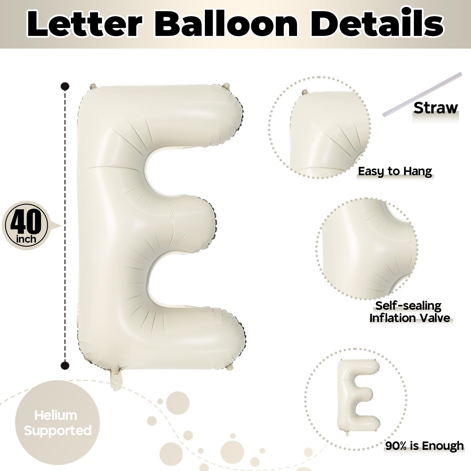 40 Inch Beige HOME Balloon for Housewarming Party Decorations, Large Cream New Home Welcome Balloon Letter Banner, Ivory White Sand Home Balloon Sign for House Warming Homecoming Party Decor Supplies - Image 2