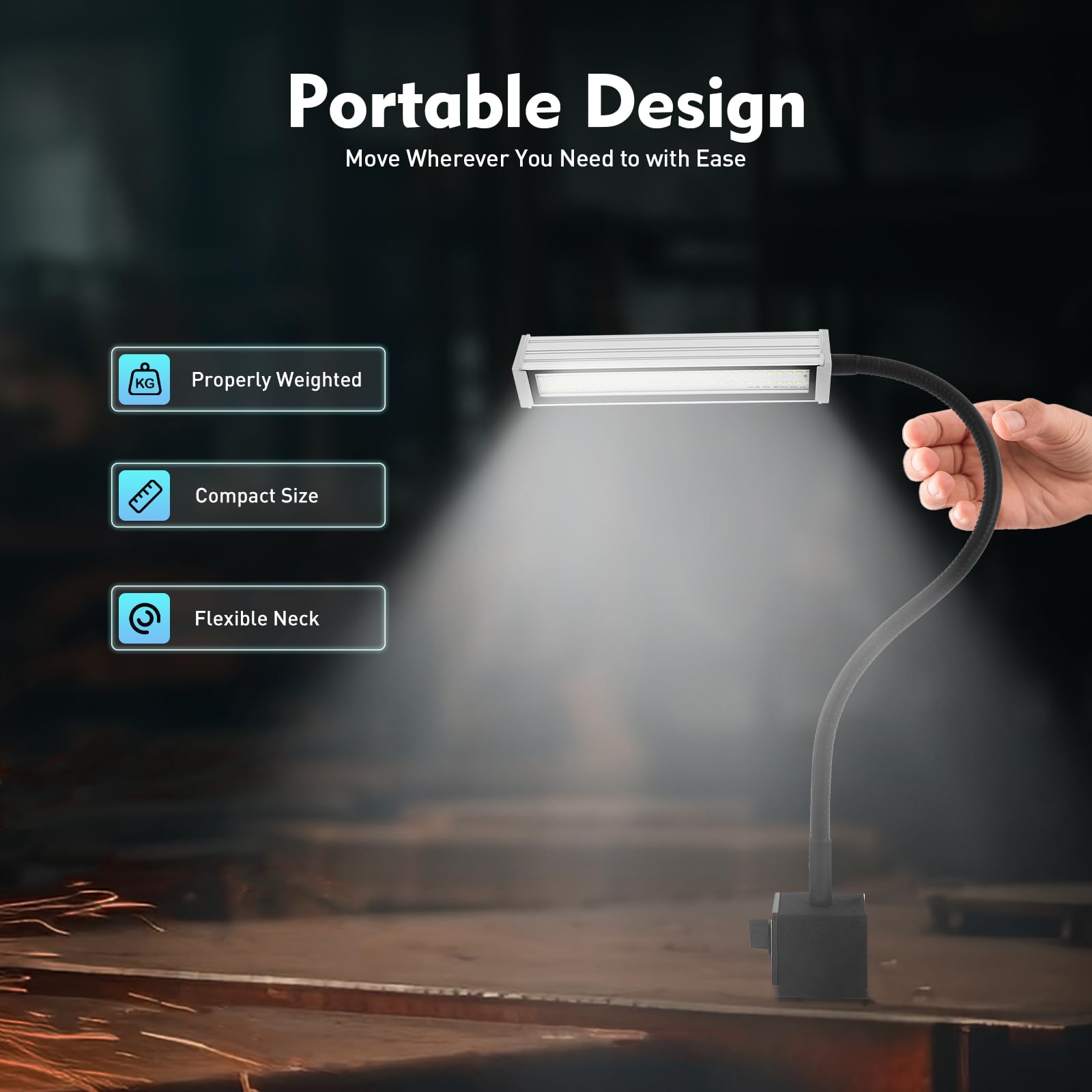 Lampe LED pour tour de tour, 10 W, Lampe Baladeuse Magnétique, 60 LED, Lampe de Travail CNC, pour Établi Industriel CNC, Artisanat