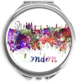 London Britain City Watercolor Hand Compact Mirror Round Portable Pocket Glass