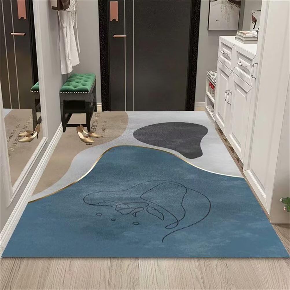 Tapis chambre adolescent bleu 200x250cm facile à nettoyer gris