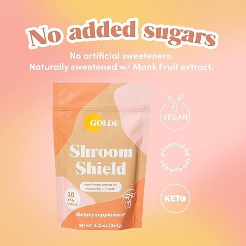 Miniatura 3 de GOLDE Shroom Shield - Mezcla de superalimentos a base de plantas con extracto de hongo de cola de pavo y hongo reishi, defensa del estrés,