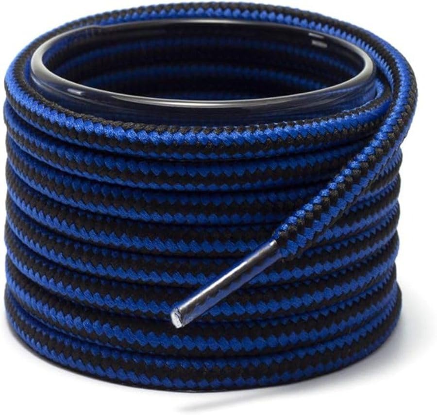 Image of Round Shoelace (2 Pair) Boot Laces Running, Sports, Gym, Casual Dual Coloured Striped Shoe String