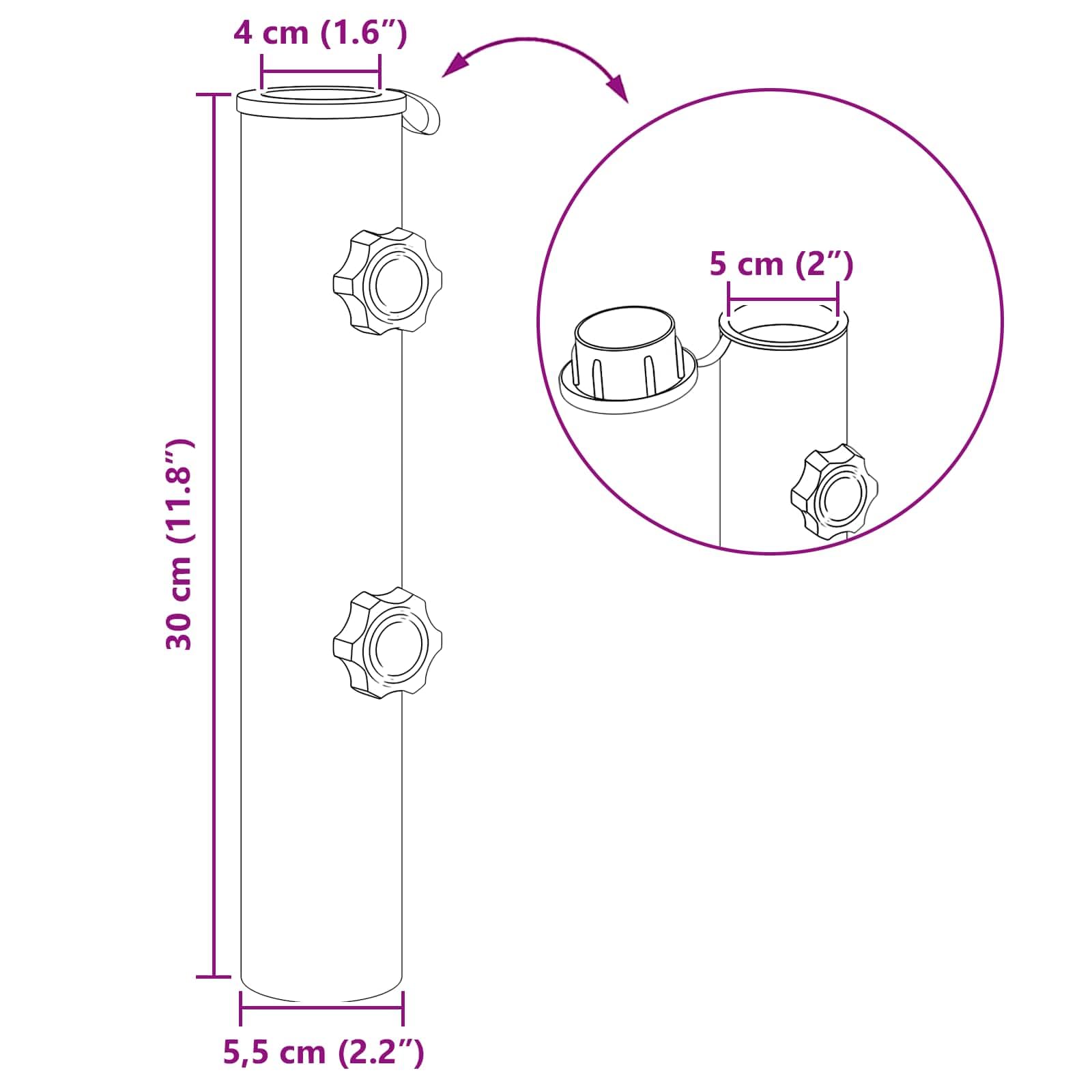 Tubo per ombrellone in ferro, 0,6 kg, nero, resistente alle intemperie, con adattatore per aste da 40-50 mm, viti incluse, ideale per balcone, terrazza, giardino e patio