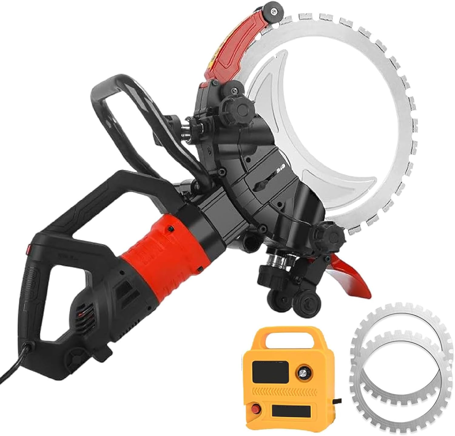 Electric Concrete Saw 16" - Concrete Ring Saw 8980W with 2 Saws Blades Toroidal Concrete Cutter | Wet Water Supply, 11.4" Cutting Depth | Wall Cutter Machine for Slotting Brick