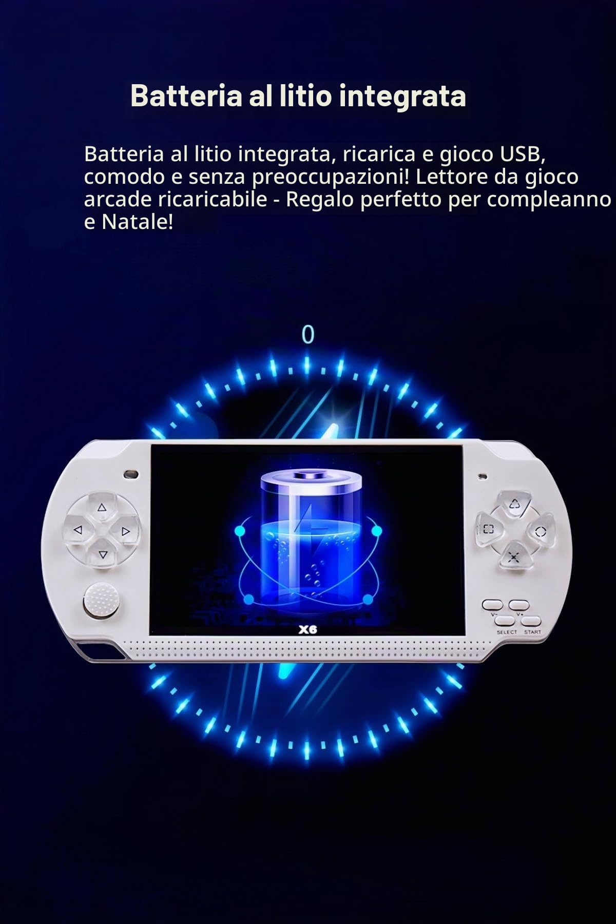 Console di gioco portatile retrò YHFITN da 4,3 pollici - Giochi classici integrati, lettore di videogiochi portatile con connessione TV, batteria ricaricabile ed espansione per scheda TF (white)