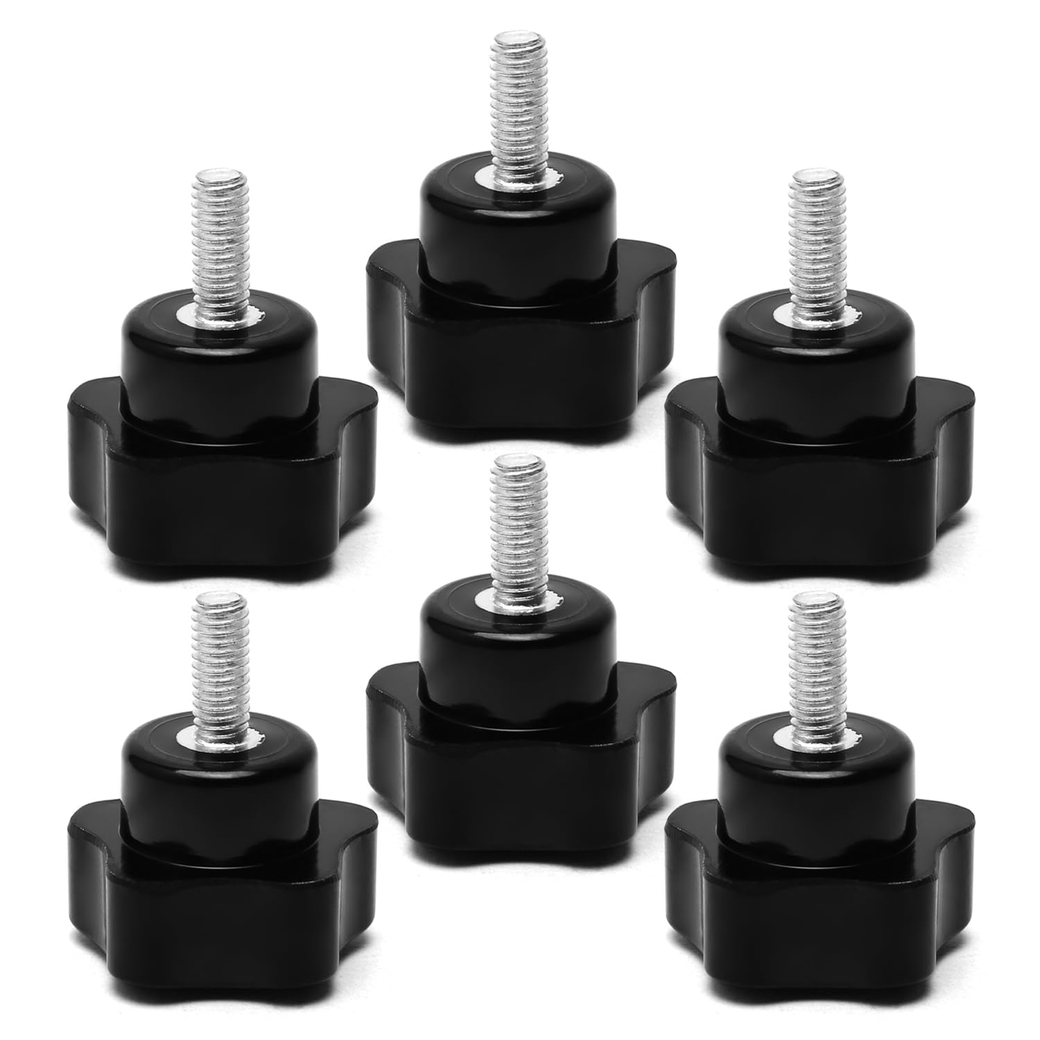 Othmro Men's Black M6×15Mm Thread Clamping Knobs Grip, 6Pcs Thumb Screws Star Head Handle Knobs Tightening Screw Bakelite Knob