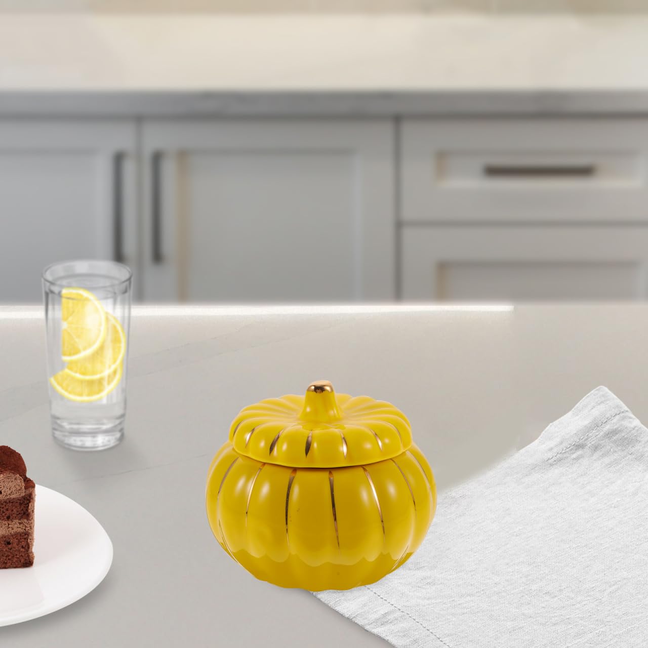 Cabilock Tazón De Calabaza De Cerámica con Tapa 4.33 Pulgadas para Sopa Y Postre Decorativo para Halloween Cocina Y Hogar