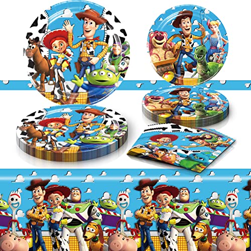 Toy Inspired Story Birthday Party Supplies, 20 Plates, 20 Napkins and 1 Tablecover for Toy Inspired Story Party Decorations