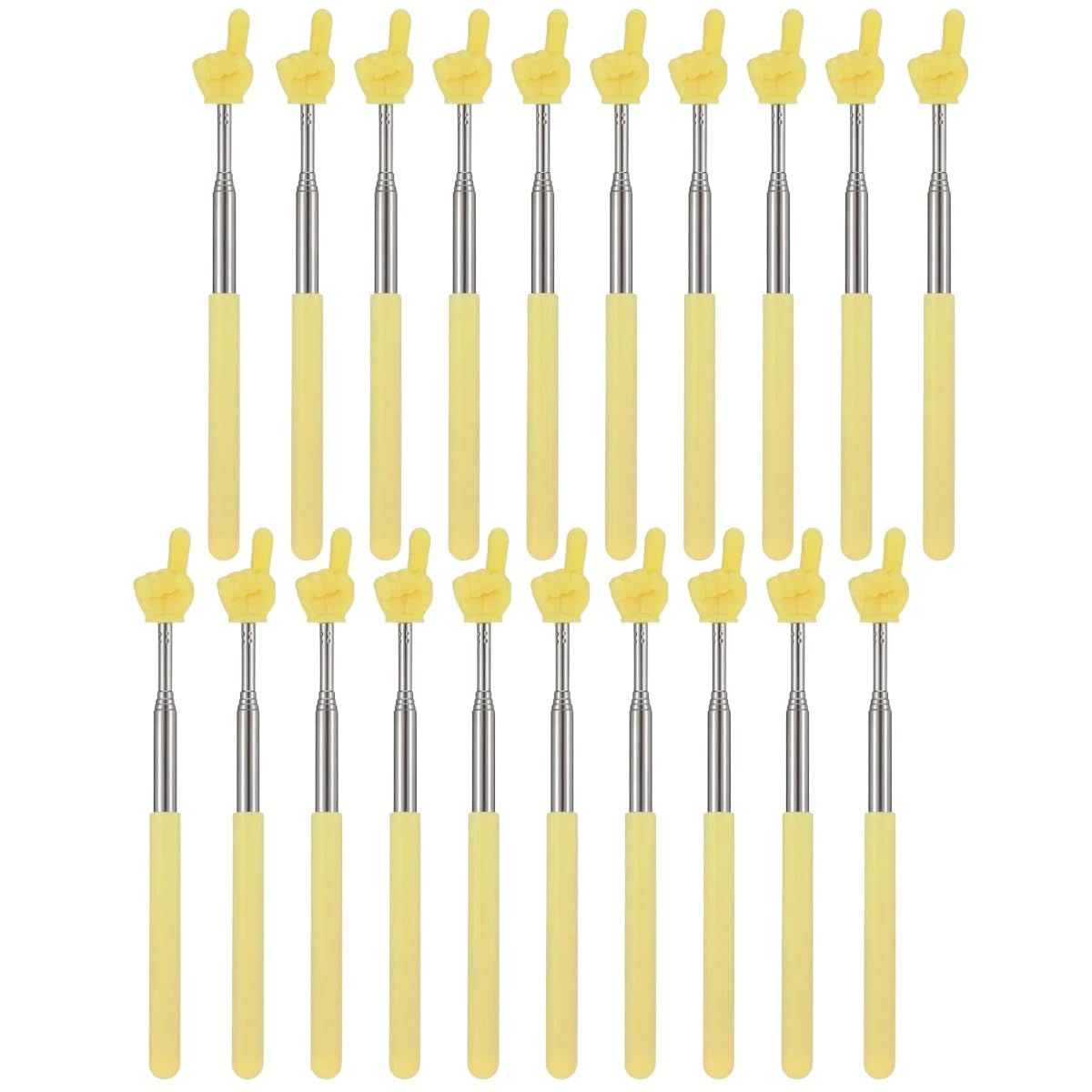 Puntero telescópico para dedo con mango ergonómico antideslizante, extensible, de 21 a 68 cm, manecillas multicolores para aulas y seminarios (juego de 20, amarillo)