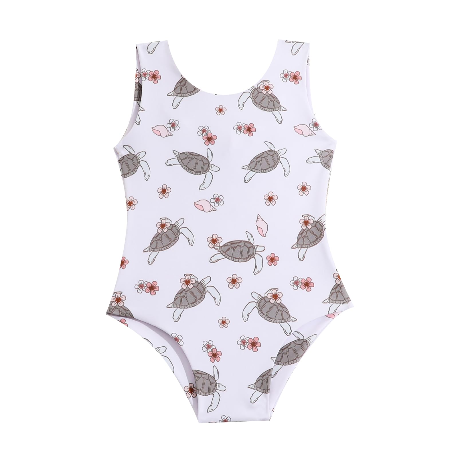 Hoanselay Toddler Infant Baby Girl Swimsuit Clothes One Piece Bathing Suit Floral Sleeveless Summer Swimwear Beach Wear (Turtle Swimsuit, 6-12 Months)