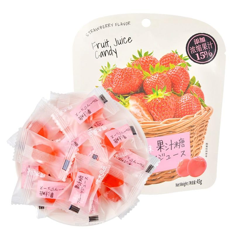 Mango Juice Gummies, Mango Snacks, Mango Juice Candy, Individually Wrapped, Fruitilicious Juicy Candy, Gummy Sweets,Soft Chewy Candy,Vegan Sweets, Fruit Vegetarian Sweets (Strawberry flavor,2bags)