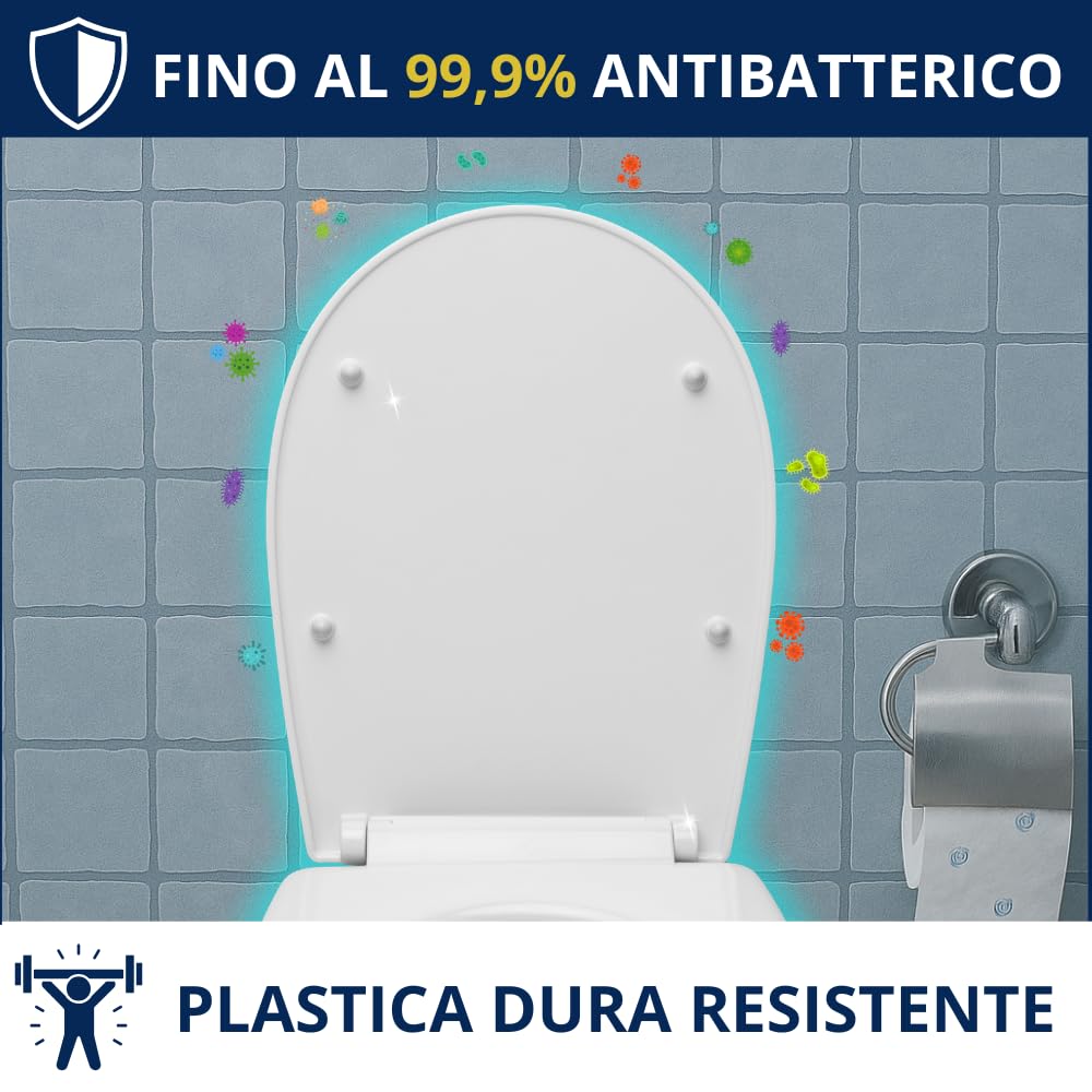 HYDRO HOME Copriwater compatibile con serie Liuto Ideal Standard Chiusura Ammortizzata, Plastica Termoindurente Cerniere Regolabili fissaggio dal basso Bianco