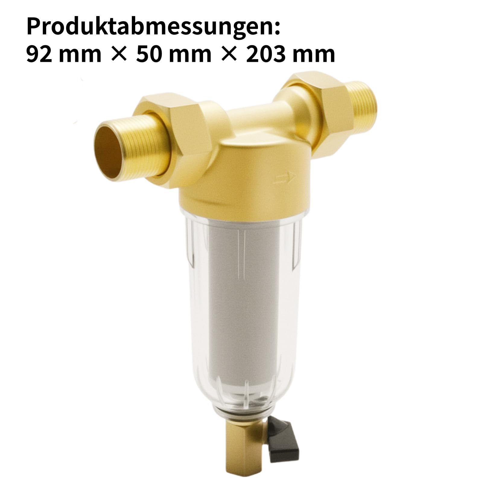 Wiederverwendbar Wasserfilter Vorfilter, 1 Zoll mit 3/4" Adapter, 40 Mikron Edelstahl Filternetz, Transparentes Gehäuse für Waschmaschine Hauswasser