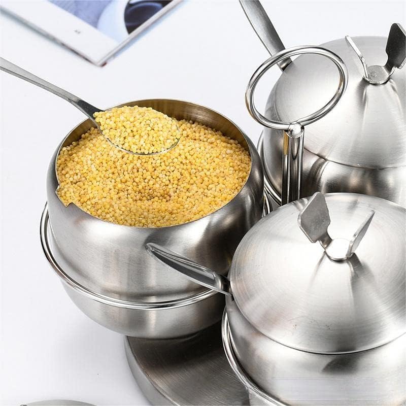 Miniatura 4 de LIYJTK Juego de 4 tarros de especias giratorios de acero inoxidable con estante, 12 onzas  11.8 fl oz, juego de 4 frascos de condimentos, macetas