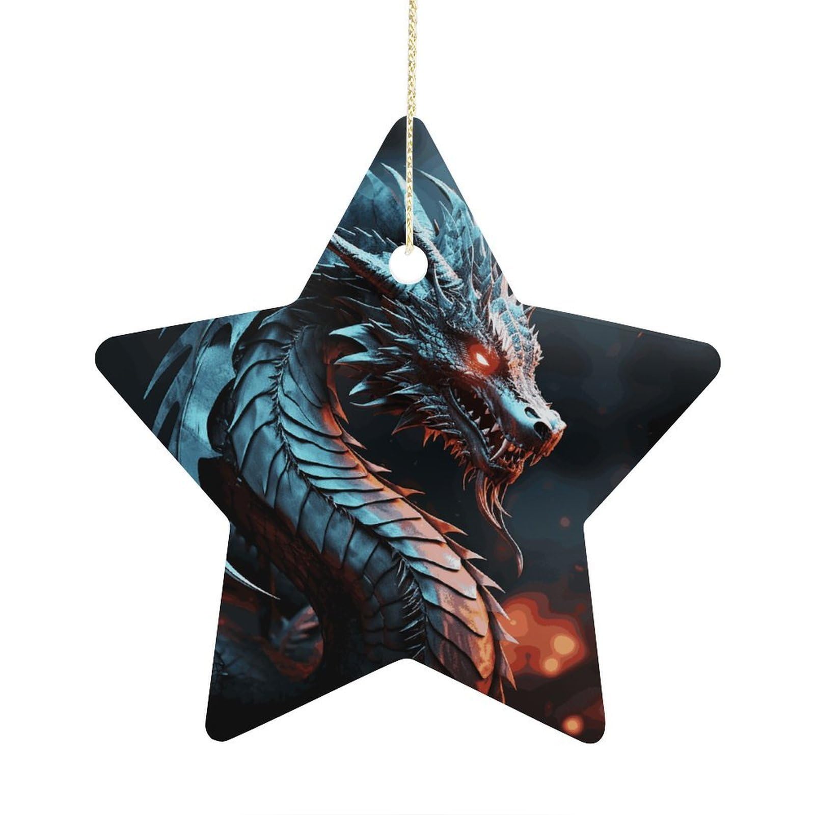 Fodpand Women's Style Dragon Ornament With String, Keepsake Hanging Decorations,Ceramic Ornaments For Men Indoor Home Holiday Party Gifts