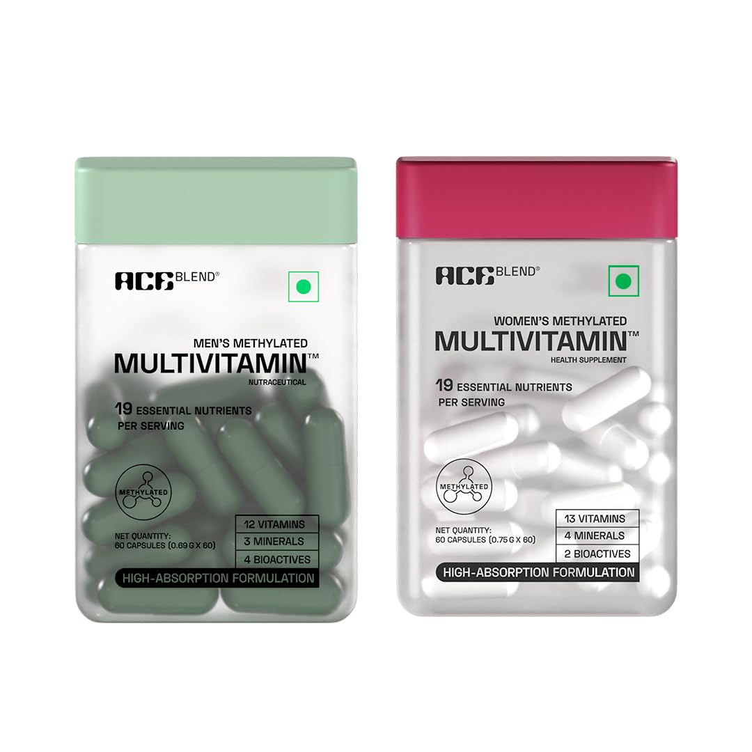 Ace Blend Multivitamin for Men and Women | Pack of 60 each | 19 Essential Nutrients with Quatrefolic, MenaQ7 K2 & Vitashine D3 | Supports Hormonal Balance, Energy & Immunity-image-44