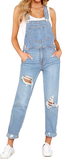 LookbookStore Women's Casual Stretch Denim Bib Overalls Pants Pocketed Jeans Jumpsuits