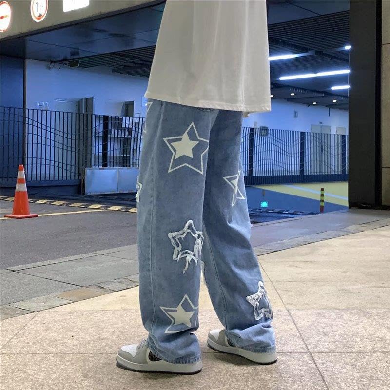 Vintage Jeans for Women Harajuku Y2K Star Baggy Jeans Gothic Straight Leg Jeans Causal Pants Hip Hop Streetwear4