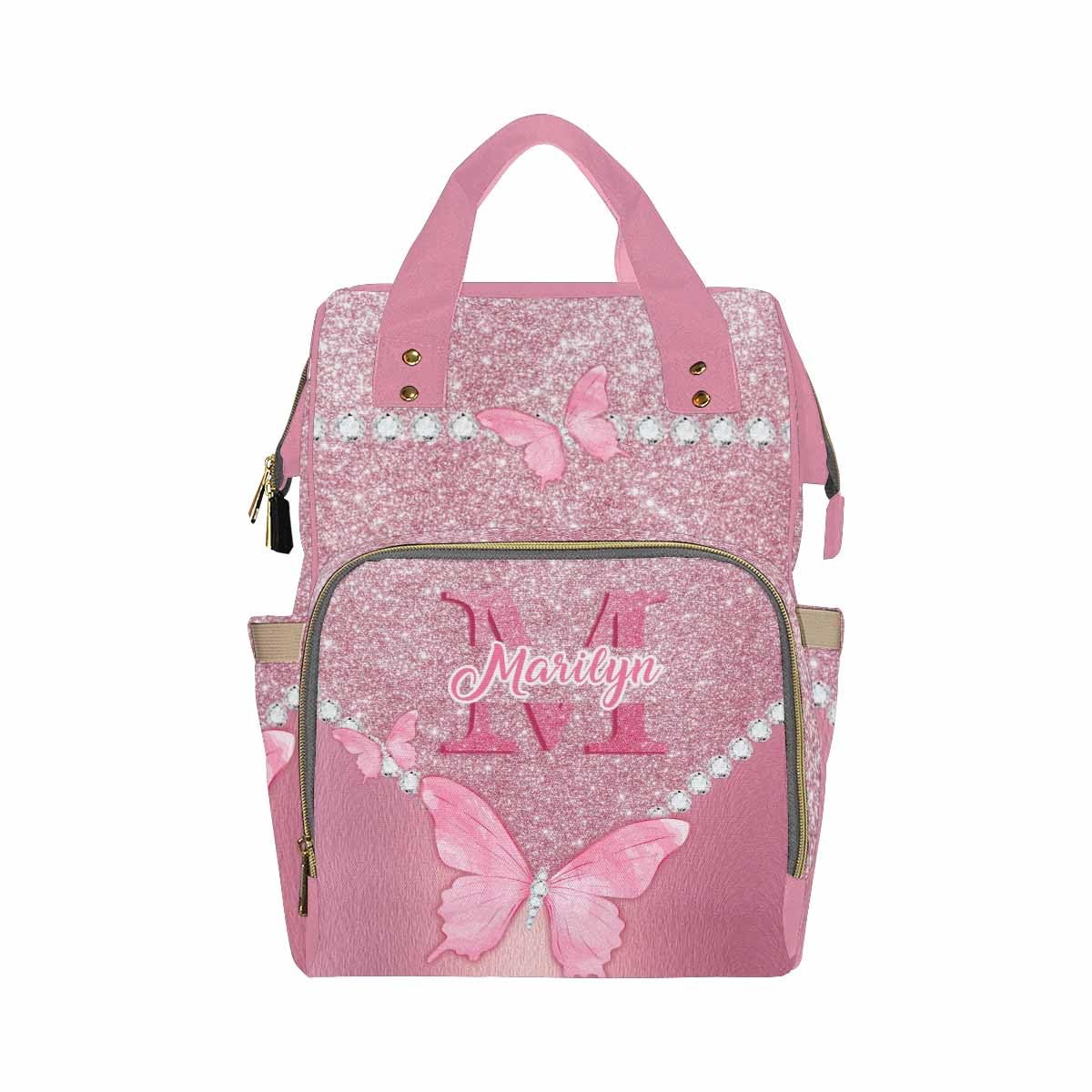 D-Story Customized Diaper Bag Customized Diaper Backpack Nappy Backpack Personalized Diaper Bags Multifunction Shoulders Bag Nursing Bags, Neon