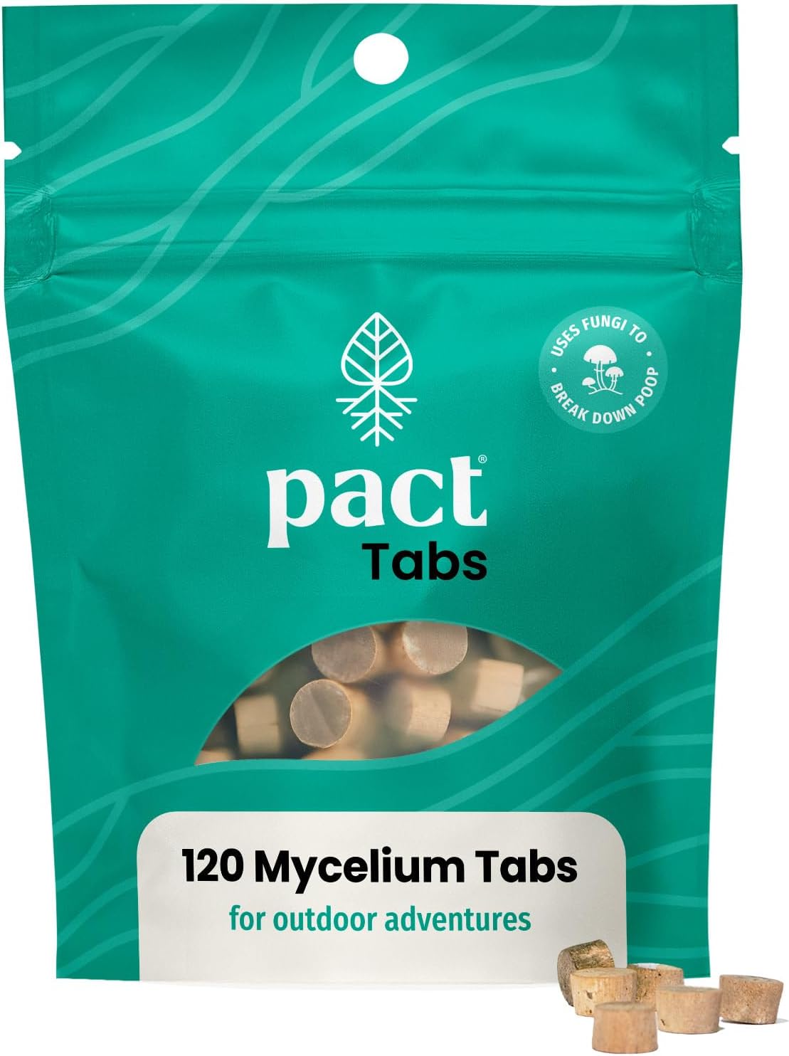 PACT Mycelium Tabs (120-Pack) | Bathroom Supplies for Camping, Backpacking, Backcountry - Sustainable Backpacking Gear