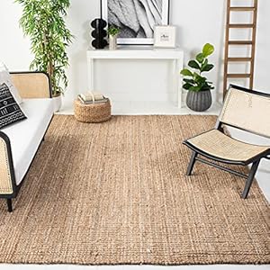 SAFAVIEH Natural Fiber Collection Area Rug – 9′ x 12′, Natural, Handmade Farmhouse Jute, Ideal for High Traffic Areas in Living Room, Bedroom (NF747A)
