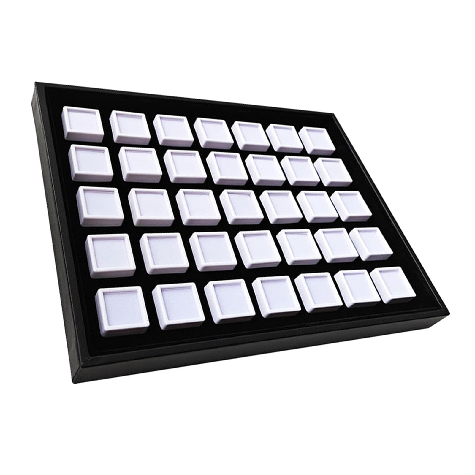 uikios Professional Jewelry Display Case with 35 Divisions Storage Box with 35 Divisions for Small Items Gemstones Square Jewelry Planner