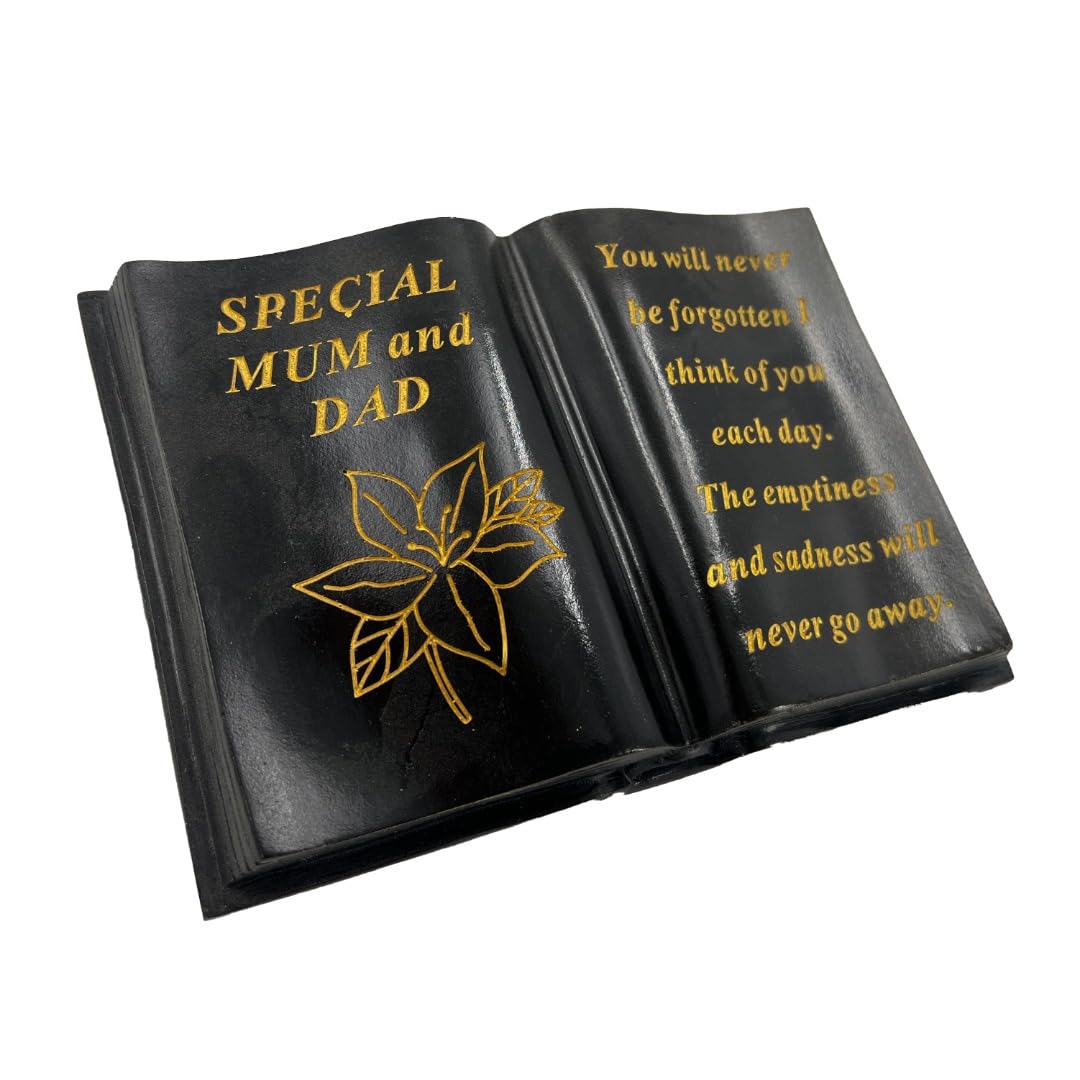 Angraves Special Mum and Dad Gold Lily Flower Graveside Black Book Memorial Ornament
