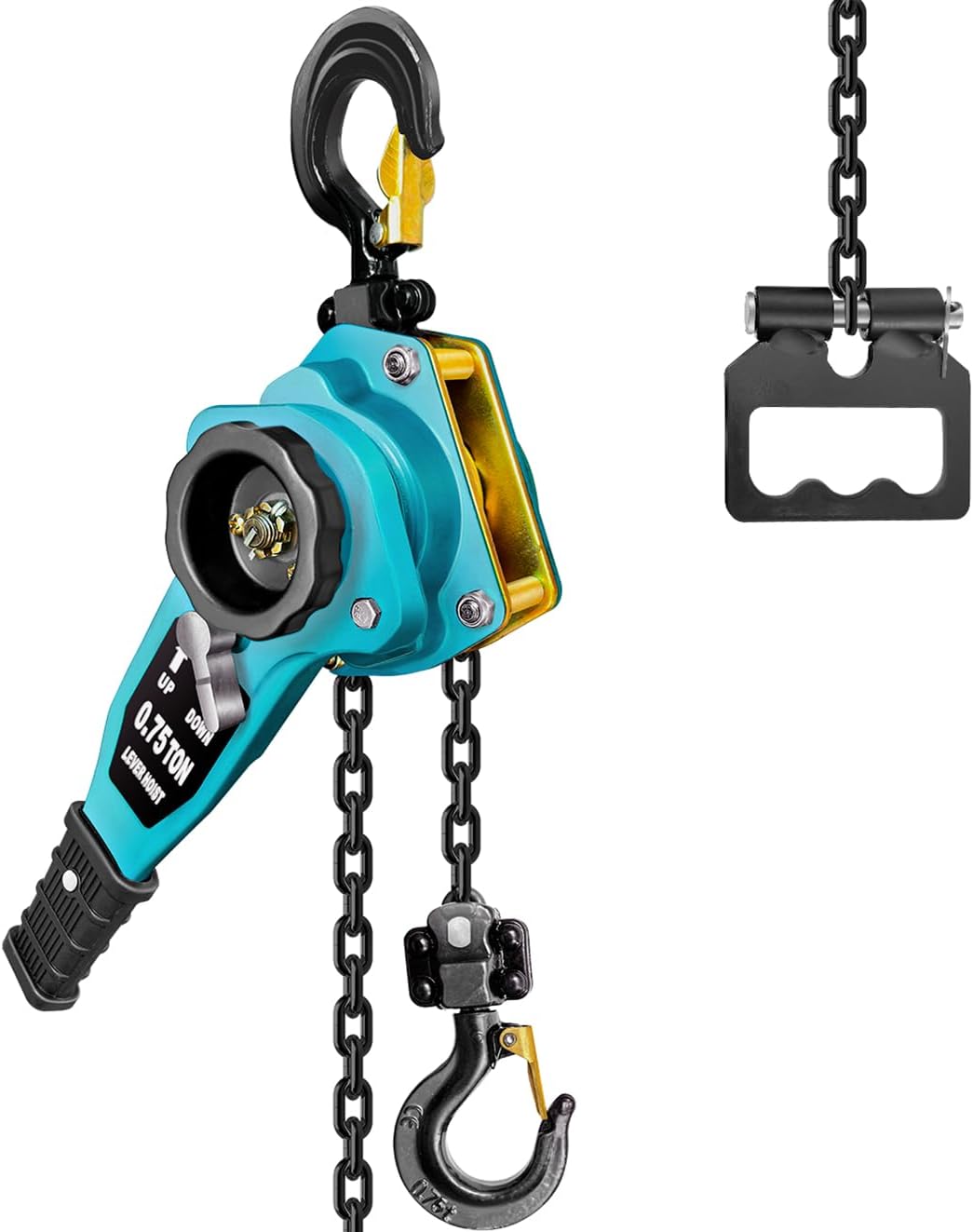 Manual Lever Chain Hoist 3/4 Ton 1650 lbs Lever Hoist 5 ft Ratchet Chain Puller Hoist|2 Heavy Duty Hooks G80 Chain|Industrial Grade Steel Construction (5FT, BLUE)