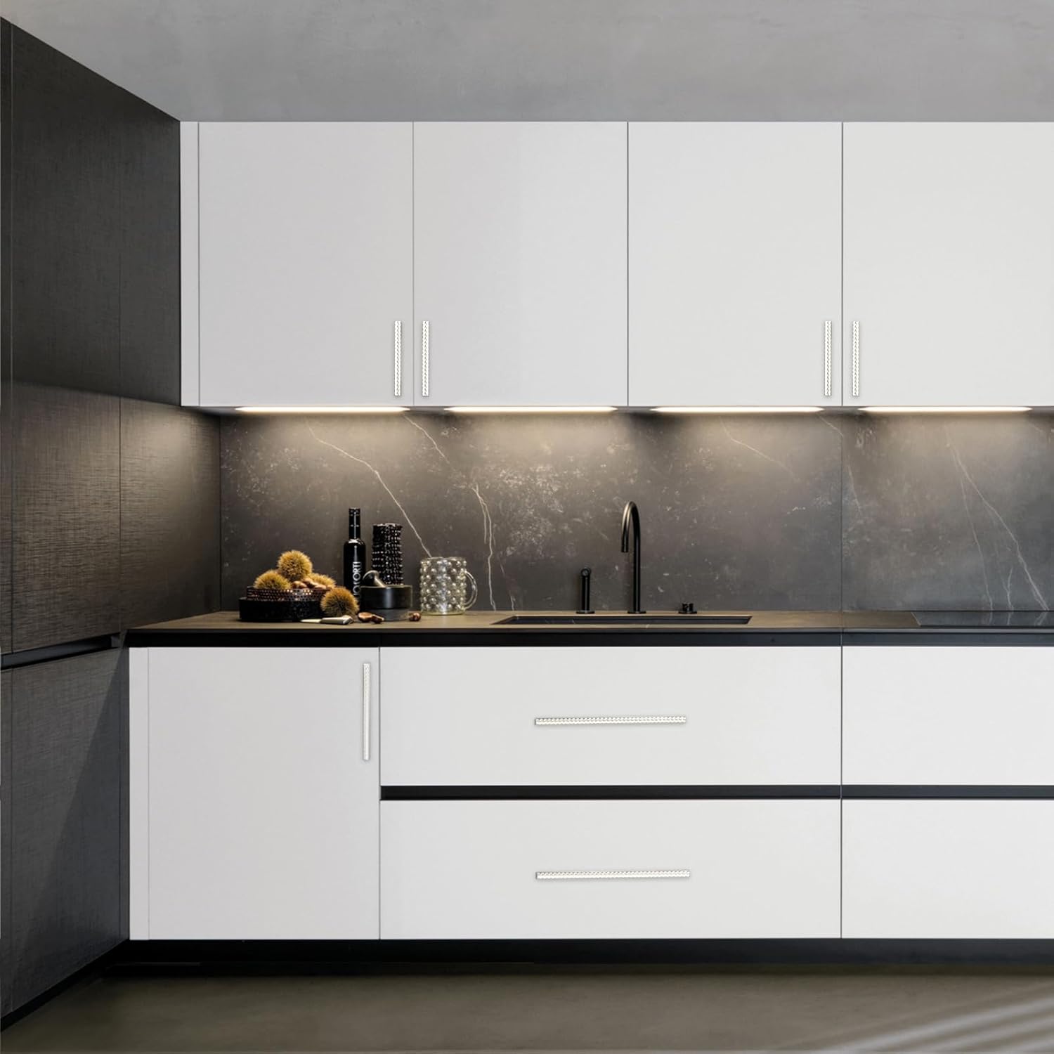 10 Pack 7 Inch Hole Center(178mm) Brushed Satin Nickel Knurled Cabinet Pull Kitchen Cabinet Handles Cupboard Pulls Cabinet Hardware Drawer Pull