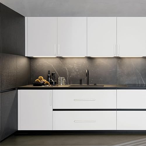 Miniatura 6 de Paquete de 10 tiradores de gabinete moleteados de 7 pulgadas (7.008 in) negro y dorado, manijas de gabinete de cocina, tiradores de armario,